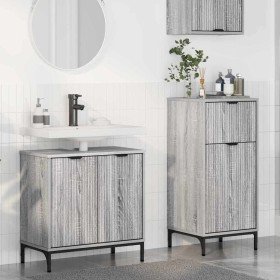 Juego de muebles de baño 2 pcs Gris sonoma 39.5 x 36 x 88 cm