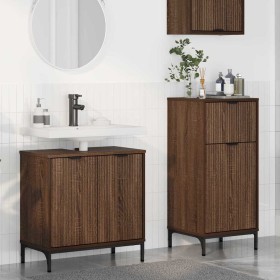 Juego de muebles de baño 2 pcs Marrón roble 39.5 x 36 x 88 cm Juego de muebles de baño 2 pcs Marrón roble 39.5 x 36 x 88 cm