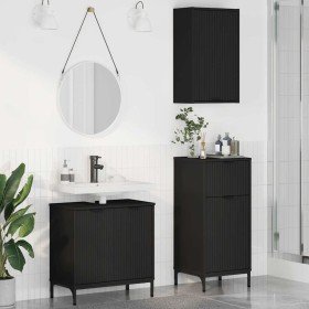 Juego de muebles de baño Cuadros 3 pcs Negro 39.5 x 36 x 88 cm Juego de muebles de baño Cuadros 3 pcs Negro 39.5 x 36 x 88 cm