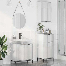 Juego de muebles de baño con cajón 3 pcs Blanco brillante