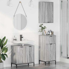 Juego de muebles de baño 3 pcs Gris sonoma 39.5 x 36 x 88 cm