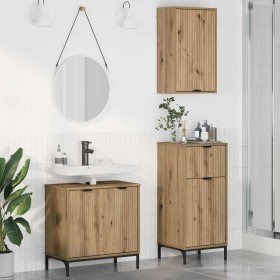 Juego de muebles de baño con cajón 3 pcs Roble artesanal en Muebles de baño | Comprar online en Foro24
