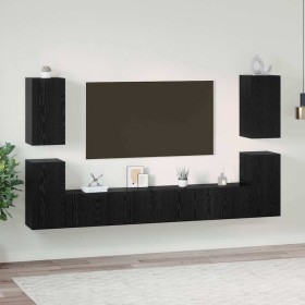 Conjunto de mueble de TV 7 pcs Roble negro 60 x 30 x 30 cm