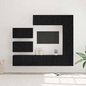 Conjunto de mueble de TV 8 pcs Roble negro 30.5 x 30 x 90 cm