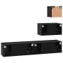 Conjunto de mueble de TV 3 pcs Roble Negro Madera de ingeniería en Muebles TV | Comprar online en Foro24