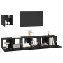 Conjunto de mueble de TV 4 pcs Roble Negro Madera de ingeniería en Muebles TV | Comprar online en Foro24