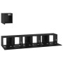 Conjunto de mueble de TV 4 pcs Roble Negro Madera de ingeniería en Muebles TV | Comprar online en Foro24