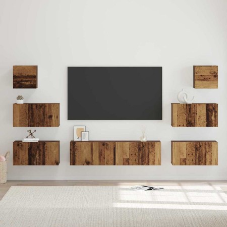 Conjunto de mueble de TV 8 pcs Madera vieja 60 x 30 x 30 cm