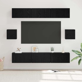 Conjunto de mueble de TV 8 pcs Roble negro 60 x 30 x 30 cm