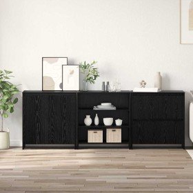 Vitrina 3 pcs Roble negro 70 x 41 x 75 cm Madera contrachapada