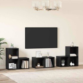 Juego de muebles de TV 6 pcs Roble Negro 37 x 35 x 72 cm