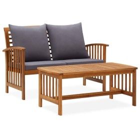 Muebles de jardín 2 piezas con cojines madera maciza de acacia by vidaXL, Garden sets - Ref: Foro24-310264, Price: 222,11 €, ...