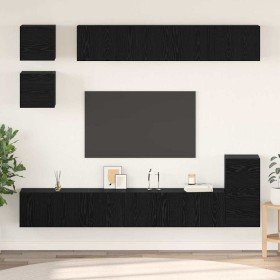 Conjunto de mueble de TV Roble Negro Madera contrachapada