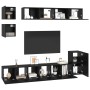 Conjunto de mueble de TV Roble Negro Madera contrachapada en Muebles TV | Comprar online en Foro24