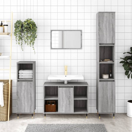 Set de muebles de baño 3 pzas madera contrachapada gris sonoma de vidaXL, Muebles de baño - Ref: Foro24-3190297, Precio: 182,...