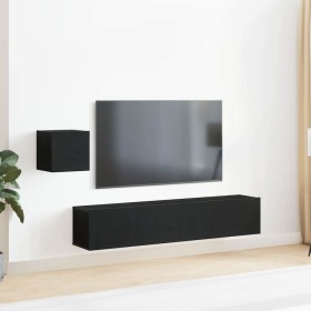 Conjunto de Cabinetes de Televisión 4 pcs Roble negro