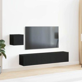 Conjunto de Cabinetes de Televisión 4 pcs Roble negro