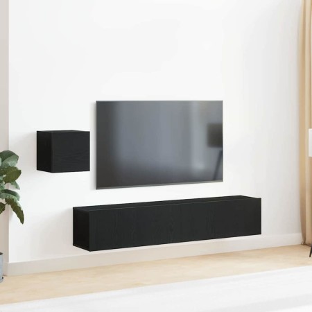 Conjunto de Cabinetes de Televisión 4 pcs Roble negro