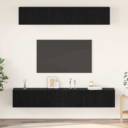 Conjunto de mueble de TV 5 pcs Roble Negro Madera de ingeniería en Muebles TV | Comprar online en Foro24