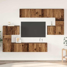 Conjunto de mueble de TV 8 pcs Madera vieja 80 x 30 x 30 cm