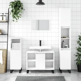 3-teiliges Badezimmermöbelset aus weißem Sperrholz von vidaXL, Badezimmermöbel - Ref: Foro24-3190307, Preis: 198,63 €, Rabatt: %