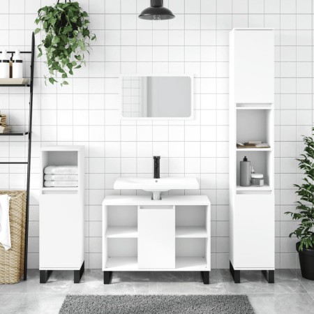 3-teiliges Badezimmermöbelset aus weißem Sperrholz von vidaXL, Badezimmermöbel - Ref: Foro24-3190307, Preis: 205,26 €, Rabatt: %