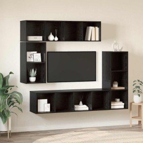 Conjunto de mueble de TV 4 pcs Roble negro 37 x 37 x 142.5 cm