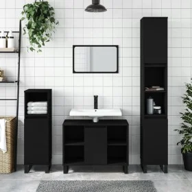 Juego de muebles de baño 3 pzas madera contrachapada negro de vidaXL, Muebles de baño - Ref: Foro24-3190308, Precio: 216,75 €...