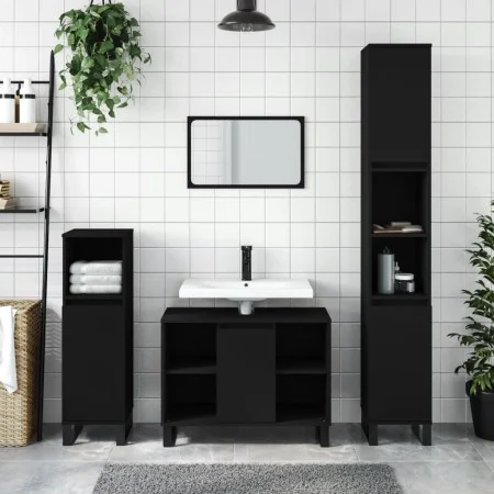 Juego de muebles de baño 3 pzas madera contrachapada negro de vidaXL, Muebles de baño - Ref: Foro24-3190308, Precio: 215,95 €...