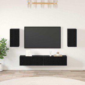 Conjunto de mueble de TV 4 pcs Roble negro 80 x 30 x 30 cm