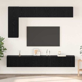 Conjunto de mueble de TV 6 pcs Roble negro 30.5 x 30 x 90 cm