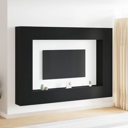 Conjunto de Muebles de TV de 8 Piezas de para Montar en la Pared en Madera de Roble Negra en Muebles TV | Comprar online en Foro