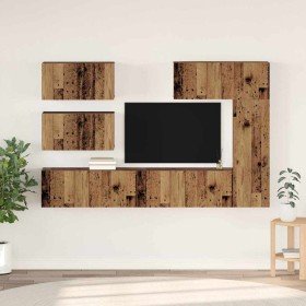 Conjunto de mueble de TV 6 pcs Madera vieja 30.5 x 30 x 90 cm