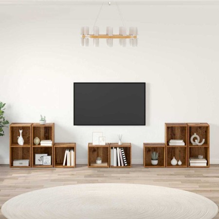 Juego de muebles de TV 8 pcs Madera Vieja Madera contrachapada en Muebles TV | Comprar online en Foro24