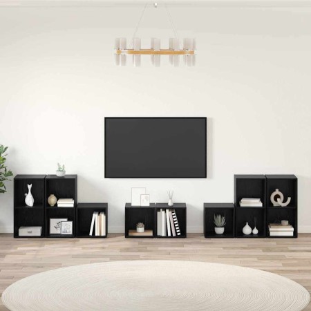 Juego de muebles de TV 8 pcs Roble Negro 37 x 35 x 72 cm