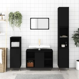 Black plywood 3-piece bathroom furniture set by vidaXL, Bathroom furniture - Ref: Foro24-3190292, Price: 183,47 €, Discount: %