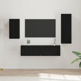Conjunto de mueble de TV 4 pcs Roble negro 30.5 x 30 x 90 cm