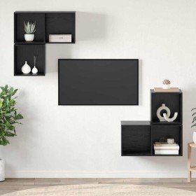 Conjunto de mueble de TV 4 pcs Roble negro 37 x 37 x 72 cm