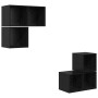 Conjunto de mueble de TV 4 pcs Roble Negro Madera contrachapada en Muebles TV | Comprar online en Foro24