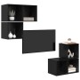 Conjunto de mueble de TV 4 pcs Roble Negro Madera contrachapada en Muebles TV | Comprar online en Foro24