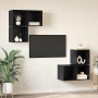 Conjunto de mueble de TV 4 pcs Roble Negro Madera contrachapada en Muebles TV | Comprar online en Foro24