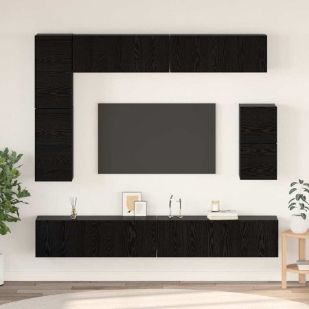Conjunto de mueble de TV Roble Negro Madera contrachapada en Muebles TV | Comprar online en Foro24