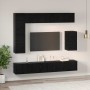 Conjunto de mueble de TV Roble Negro Madera contrachapada en Muebles TV | Comprar online en Foro24