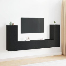 Juego de 4 piezas de mueble de TV - Montaje en pared, en roble