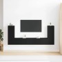 Juego de 4 piezas de mueble de TV - Montaje en pared, en roble negro y contrachapado. en Muebles TV | Comprar online en Foro24