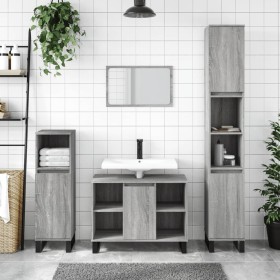 Set de muebles de baño 3 pzas madera contrachapada gris sonoma de vidaXL, Muebles de baño - Ref: Foro24-3190313, Precio: 189,...