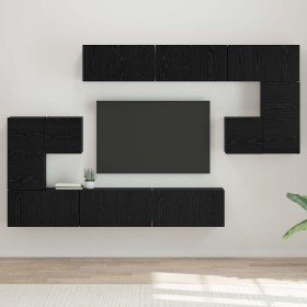Conjunto de mueble de TV 10 pcs Roble negro 60 x 30 x 30 cm