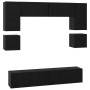 Conjunto de mueble de TV 8 pcs Roble negro Madera contrachapada en Muebles TV | Comprar online en Foro24