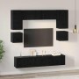 Conjunto de mueble de TV 8 pcs Roble negro Madera contrachapada en Muebles TV | Comprar online en Foro24
