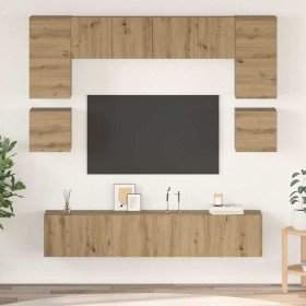 Conjunto de mueble de TV 8 pcs Roble artisan